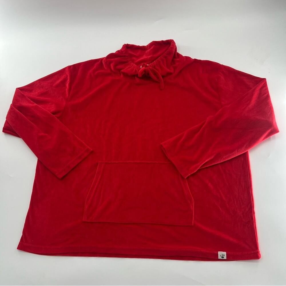 Bearpaw Red Velour Funnel Neck Pullover Sweater Sweatshirt Plus Size
